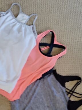 3-Pack Women's Layering Tank Tops - White, Coral, Gray/Black